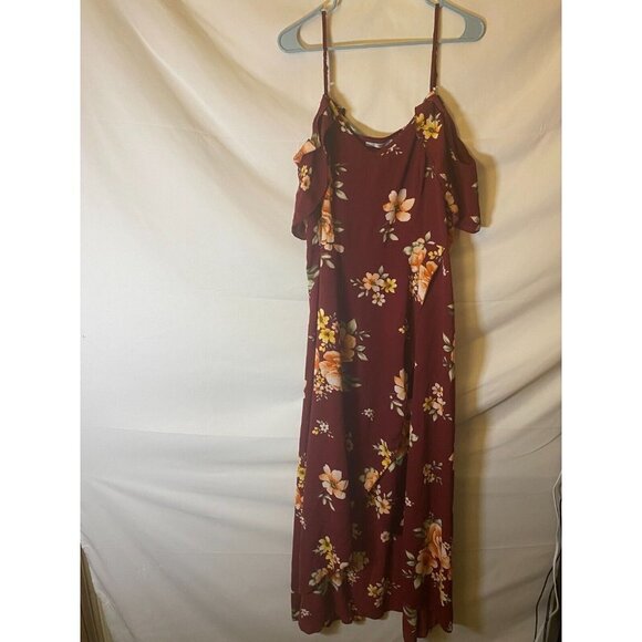 - Rose gal Womens Plus Size 1x 18 Red floral Romantic Dress Long Sweet * - Picture 1 of 3